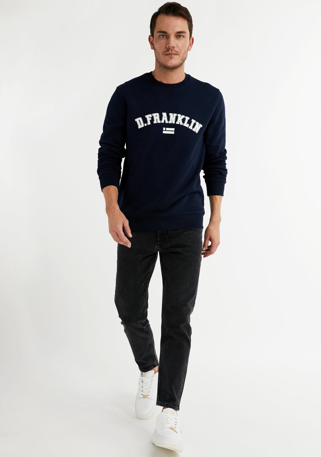 D.franklin Varsity Sweatshirt Navy / White Oferta exclusiva