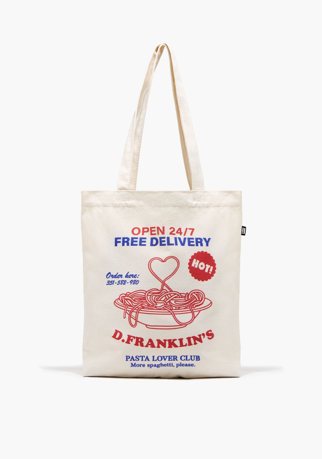 D.franklin Pasta Lover Tote Bag Natural - Limited Edition Ventas relámpago