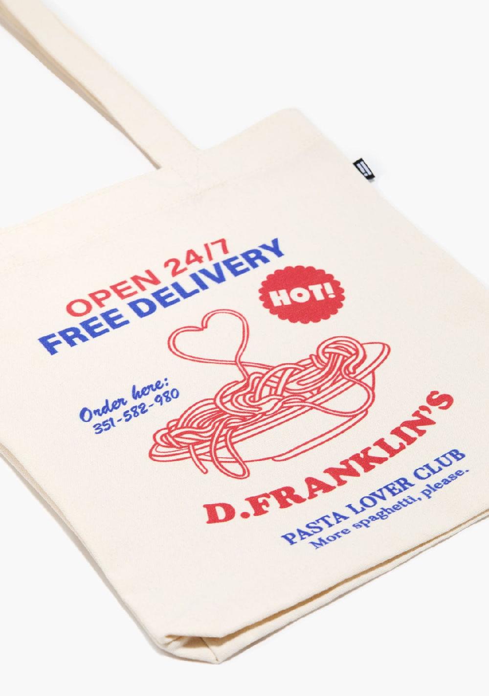 D.franklin Pasta Lover Tote Bag Natural - Limited Edition Ventas relámpago