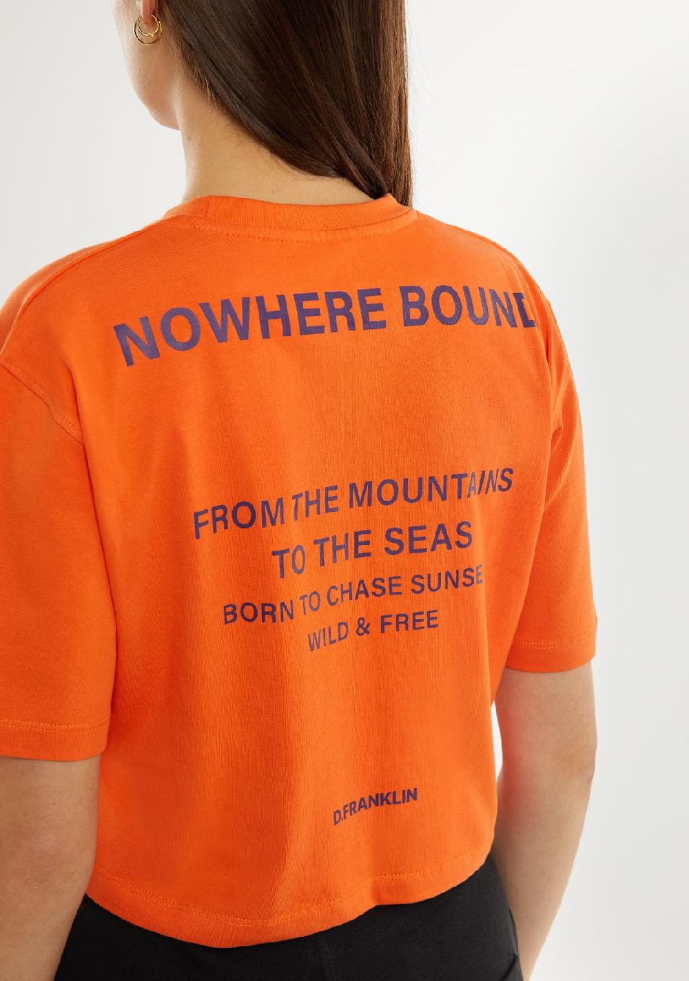 D.franklin Nowhere Bound Cropped T-Shirt Orange / Purple Liquidación