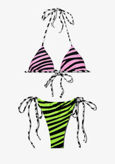 D.franklin Samoa Top Zebra Pink + Samoa Bottom Zebra Lime Bikini Mejor oferta