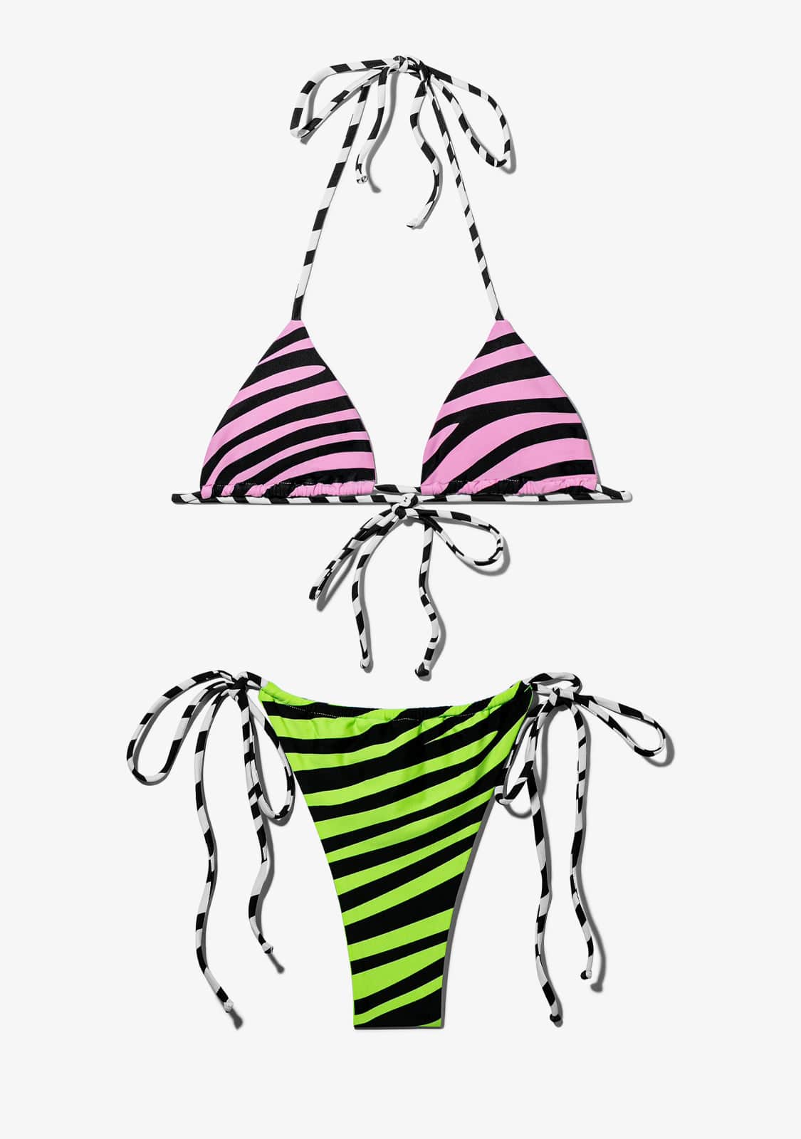 D.franklin Samoa Top Zebra Pink + Samoa Bottom Zebra Lime Bikini Mejor oferta