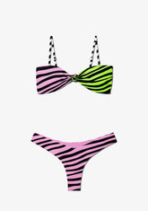 D.franklin Maui Top Zebra Pink / Lime + Fiji Bottom Zebra Pink Bikini Envío gratis