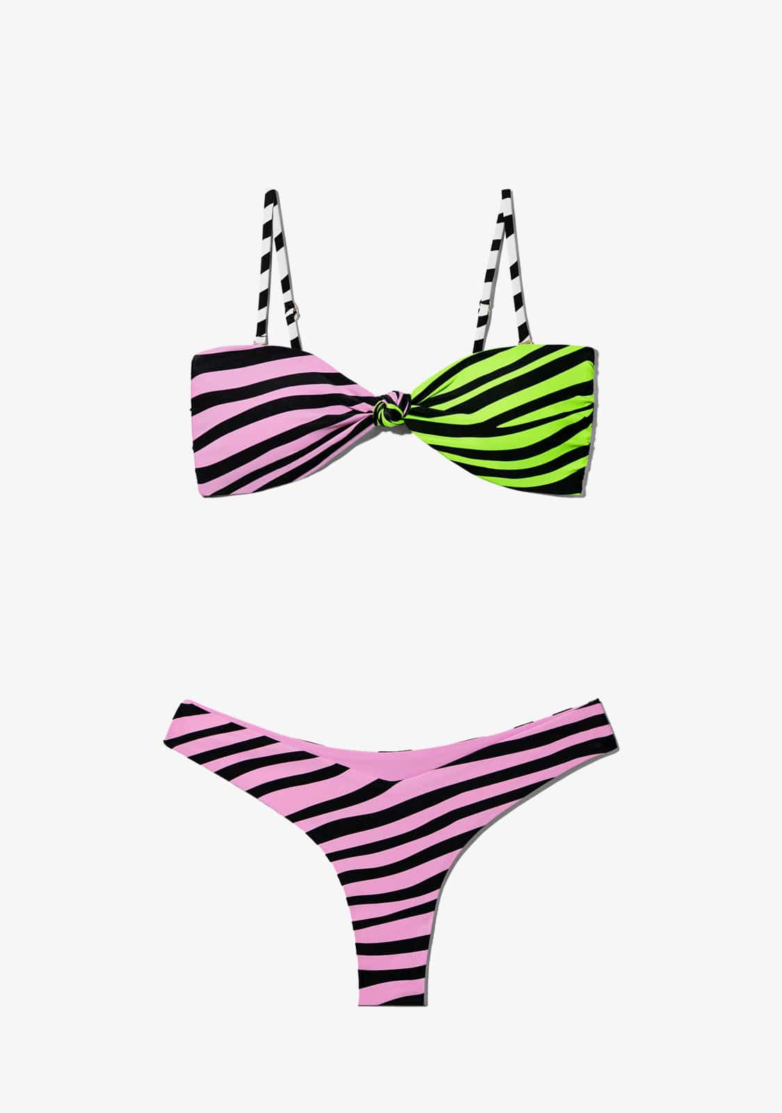 D.franklin Maui Top Zebra Pink / Lime + Fiji Bottom Zebra Pink Bikini Envío gratis