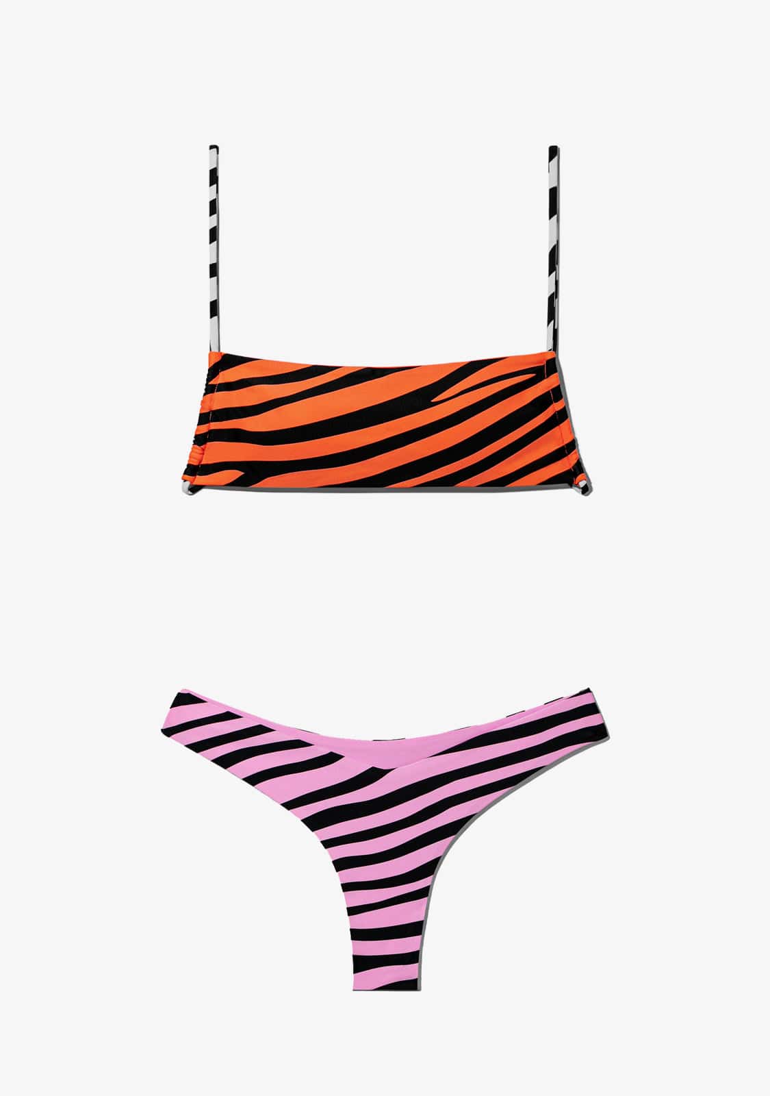 D.franklin Fiji Top Zebra Orange + Fiji Bottom Zebra Pink Bikini ÚLTIMAS EDICIONES