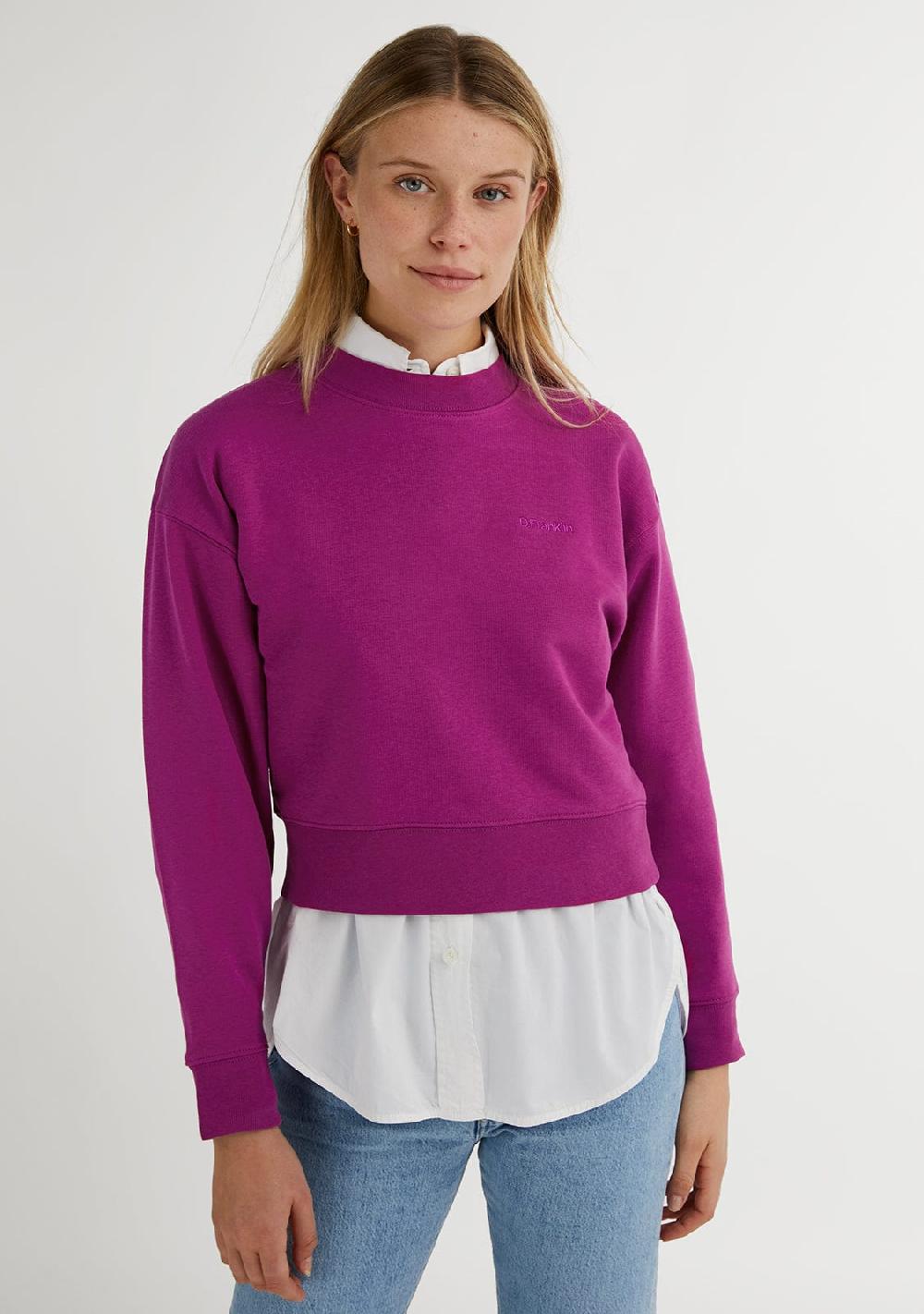 D.franklin Embroidery Logo Cropped Crew Neck Sweatshirt / Orchid Outlet online