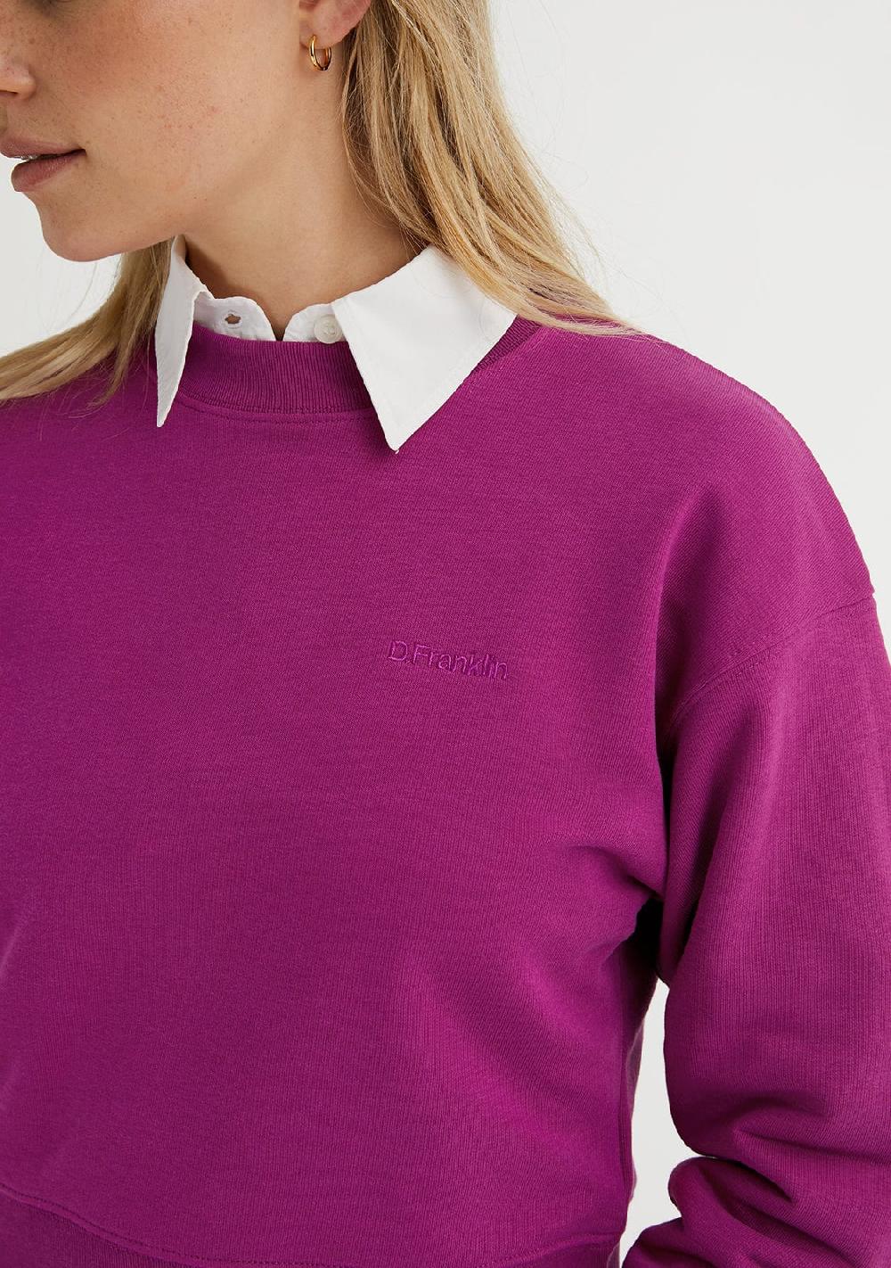 D.franklin Embroidery Logo Cropped Crew Neck Sweatshirt / Orchid Outlet online