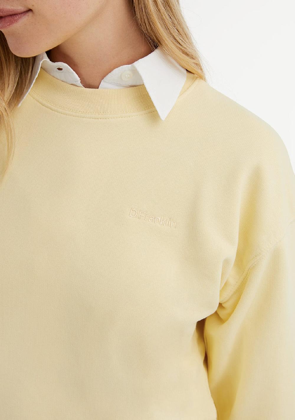 D.franklin Embroidery Logo Cropped Crew Necks Sweatshirt / Butter Ofertas