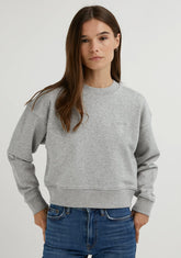 D.franklin Embroidery Logo Cropped Crew Neck Sweatshirt / Grey Venta caliente