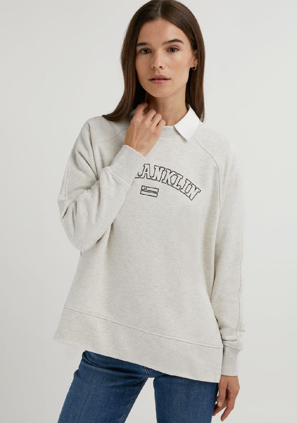 D.franklin Varsity Oversized Crew Neck Sweatshirt Grey / Black Gran oferta
