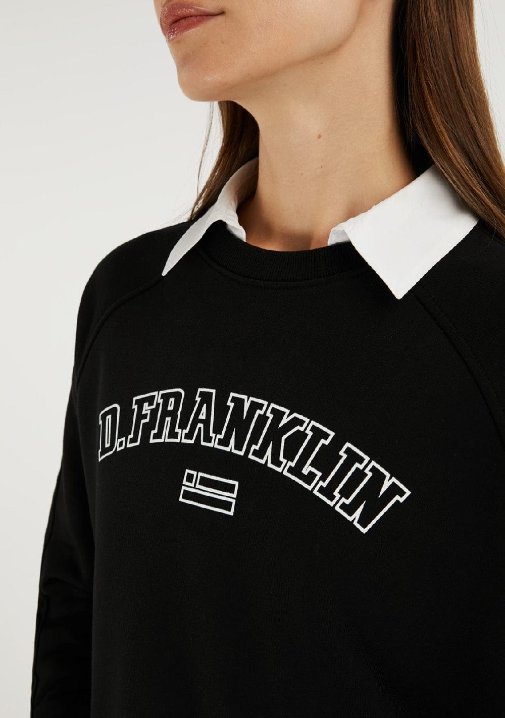 D.franklin Varsity Oversized Crew Neck Sweatshirt Black / White Rebajas baratas