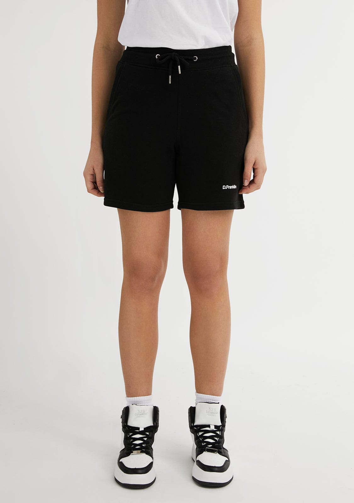 D.franklin Logo Jogger Shorts Black / White Descuento