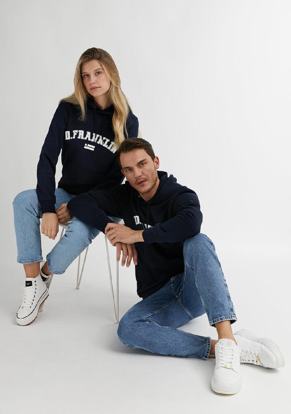 D.franklin Varsity Hoodie Navy / White Tienda