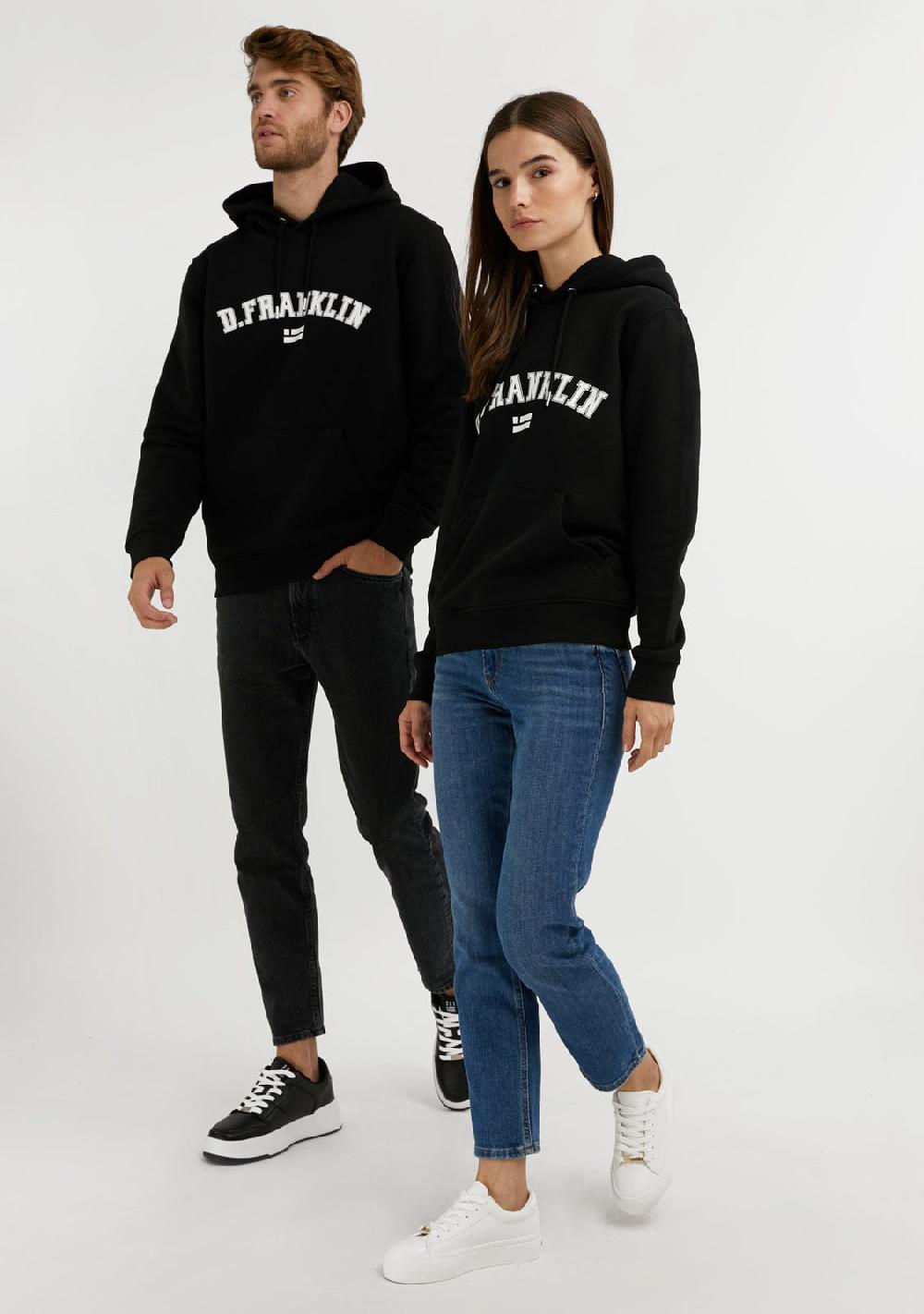 D.franklin Varsity Hoodie Black / White Liquidación