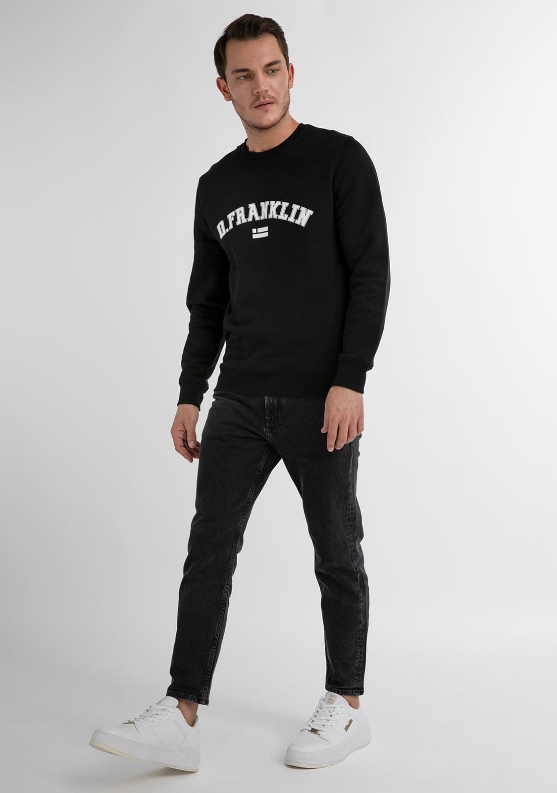 D.franklin Varsity Sweatshirt Black / White ÚLTIMAS EDICIONES