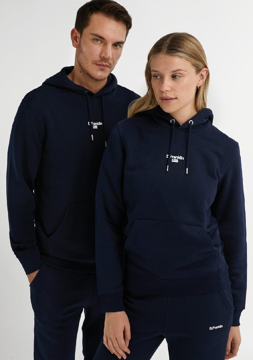 D.franklin Mid Logo Hoodie Navy / White Promoción por tiempo limitado