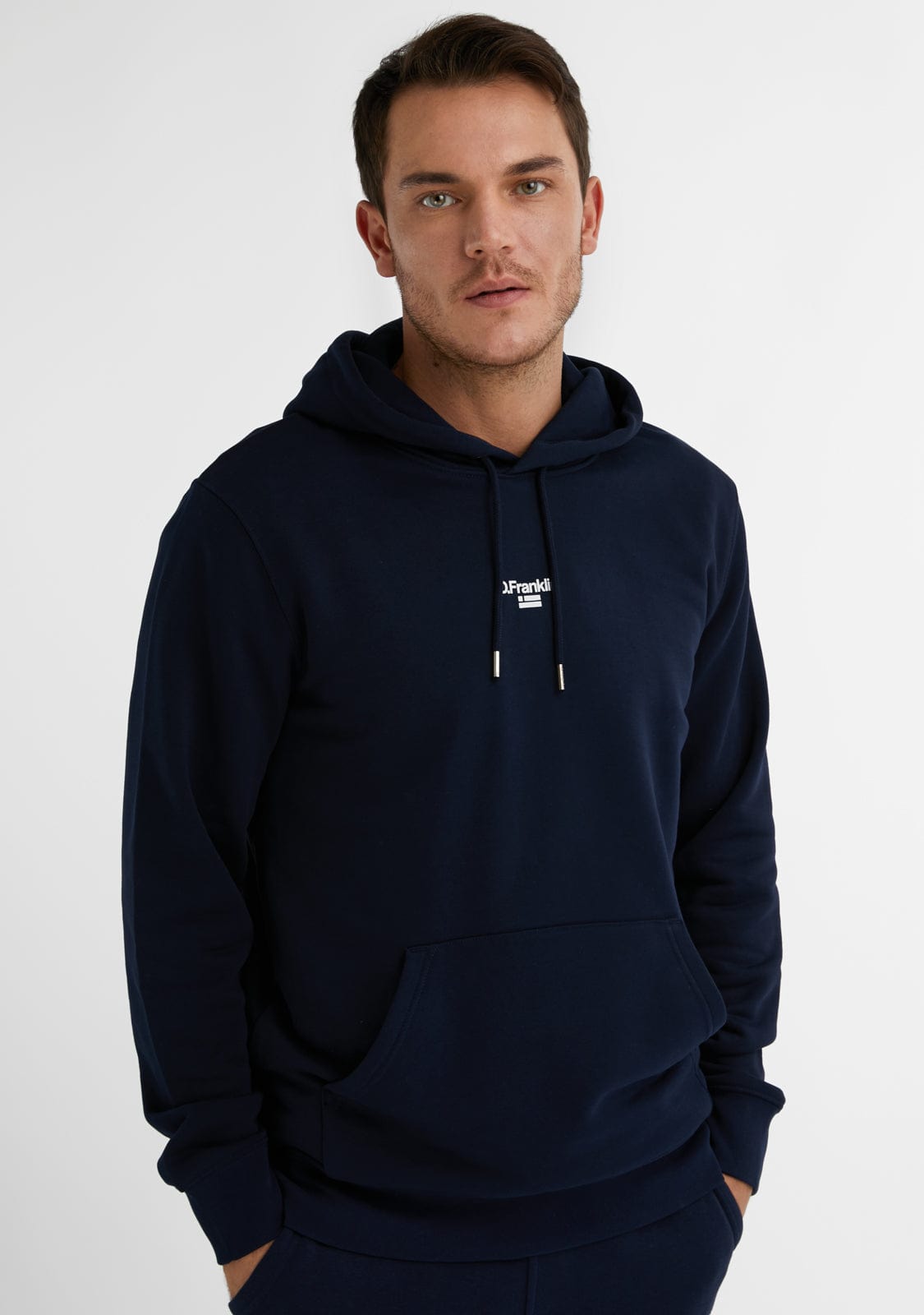 D.franklin Mid Logo Hoodie Navy / White Promoción por tiempo limitado
