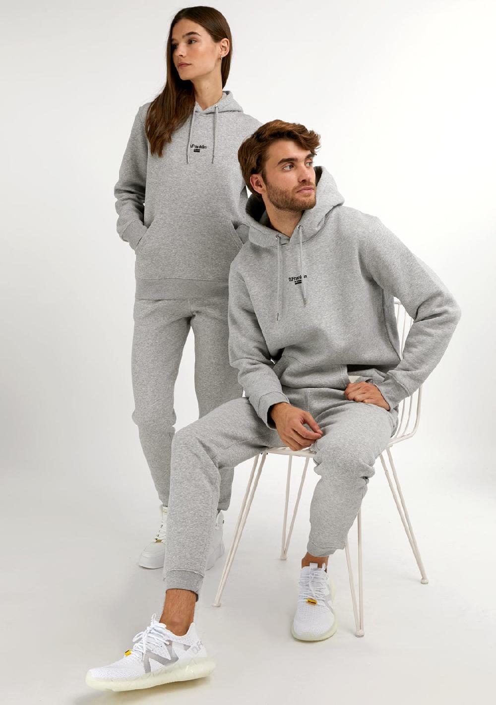 D.franklin Mid Logo Hoodie Grey / Black Solo hoy