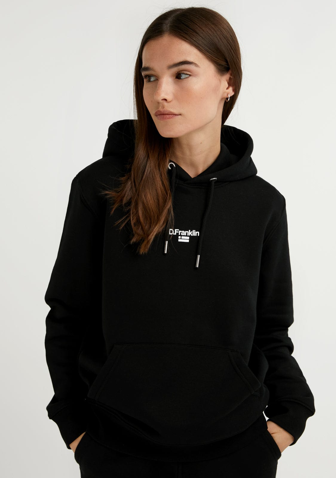 D.franklin Mid Logo Hoodie Black / White Oferta especial de fábrica