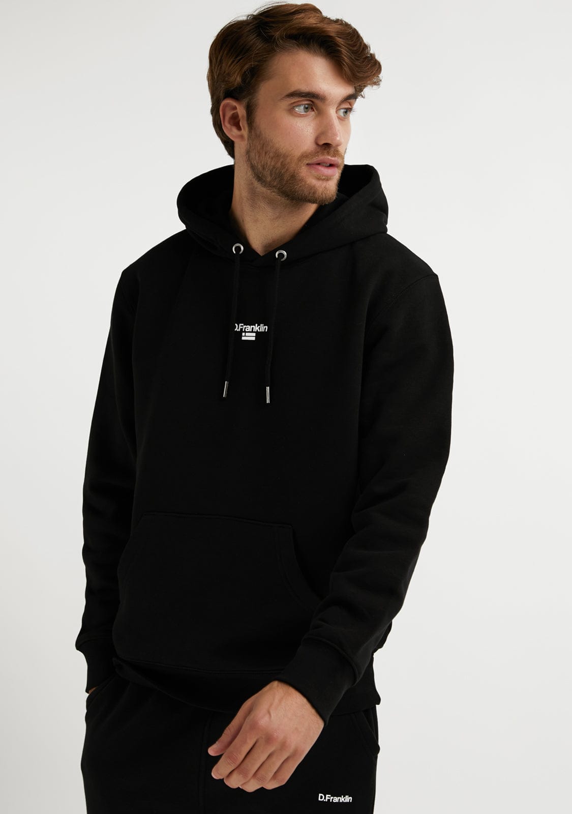 D.franklin Mid Logo Hoodie Black / White Oferta especial de fábrica