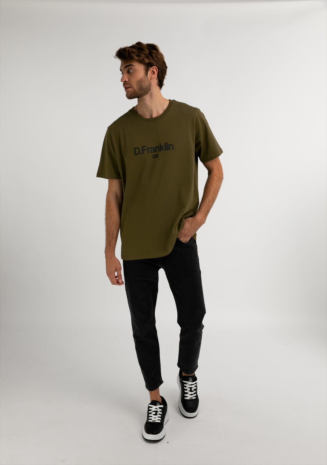 D.franklin Logo Flag T-Shirt Khaki / Black Solo queda un día