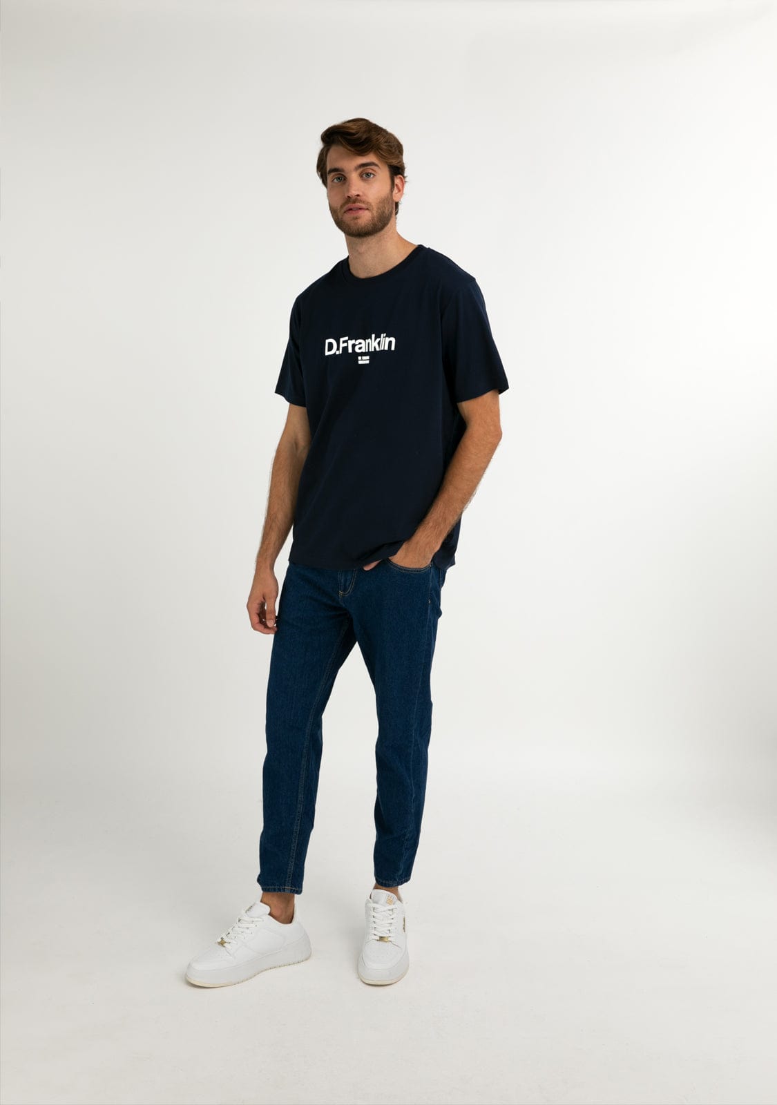 D.franklin Logo Flag T-Shirt Navy / White Superdescuento