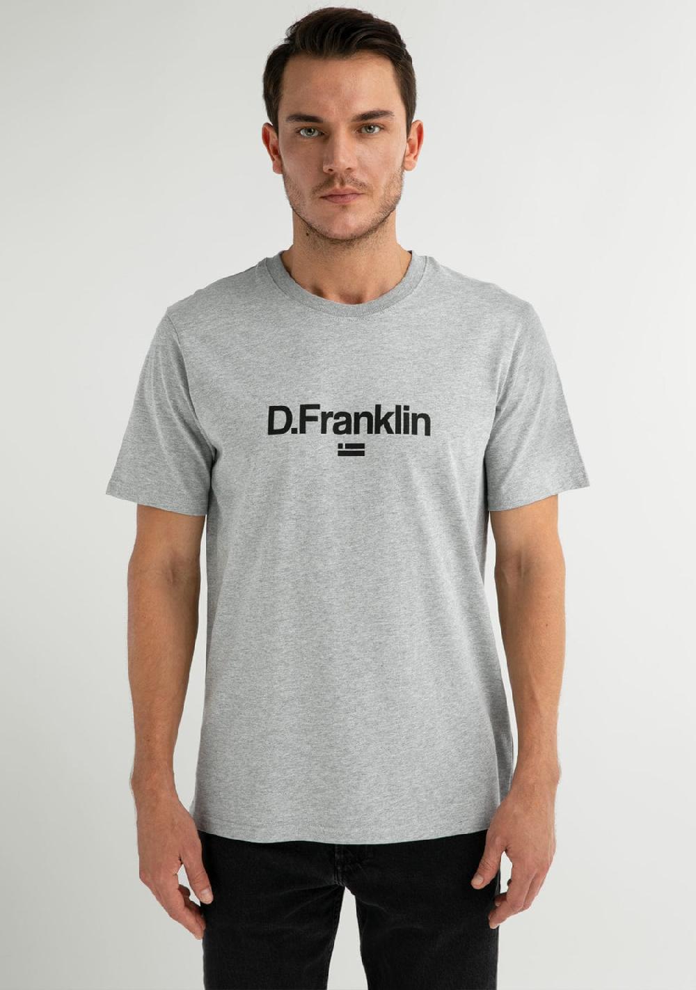 D.franklin Logo Flag T-Shirt Grey / Black Liquidación