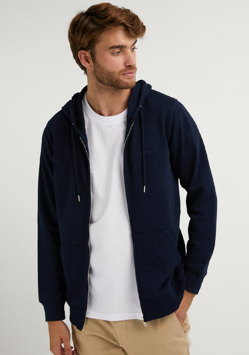 D.franklin Embroidery Logo Zip Hoodie Navy Rebajas de fin de temporada