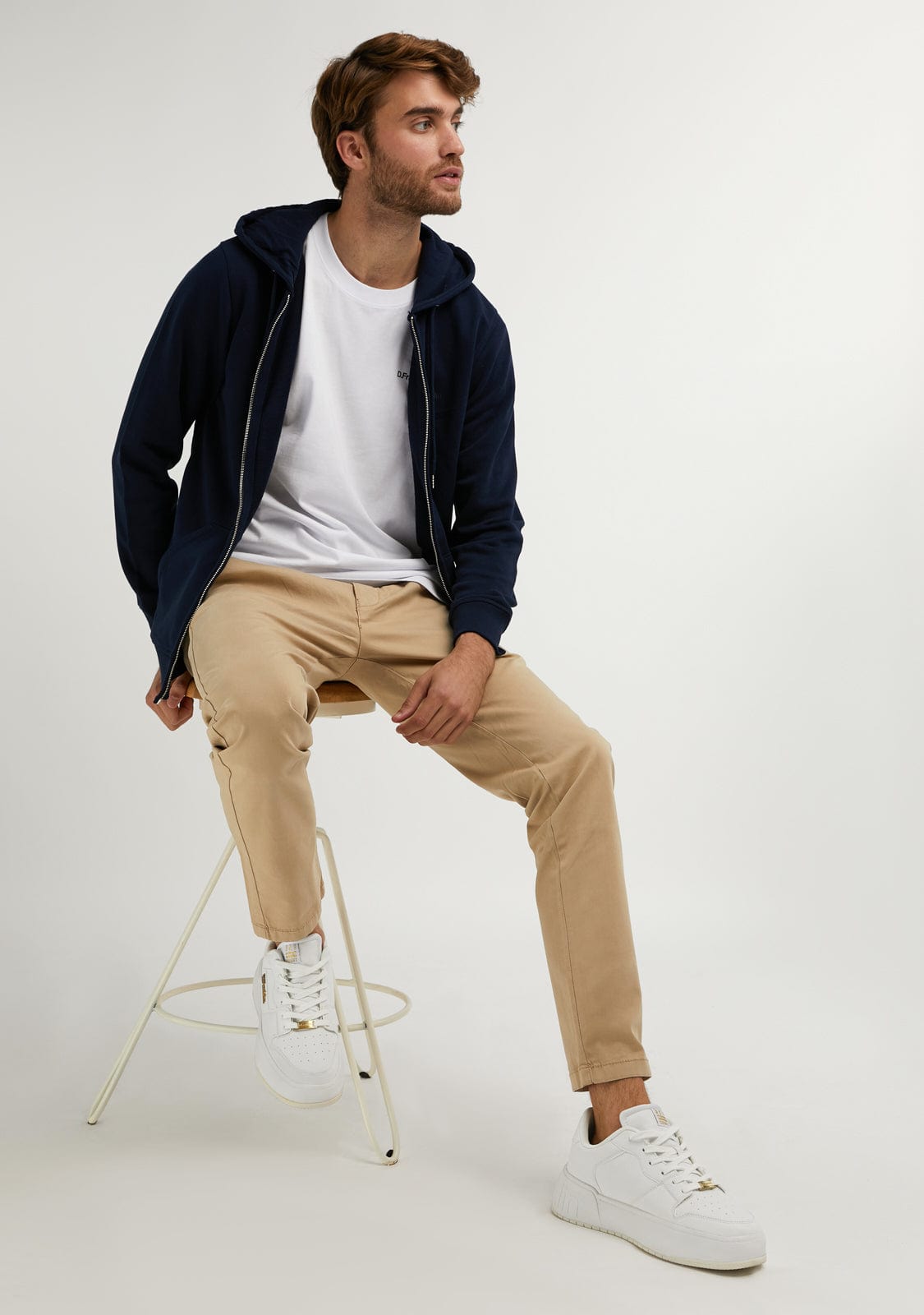 D.franklin Embroidery Logo Zip Hoodie Navy Rebajas de fin de temporada
