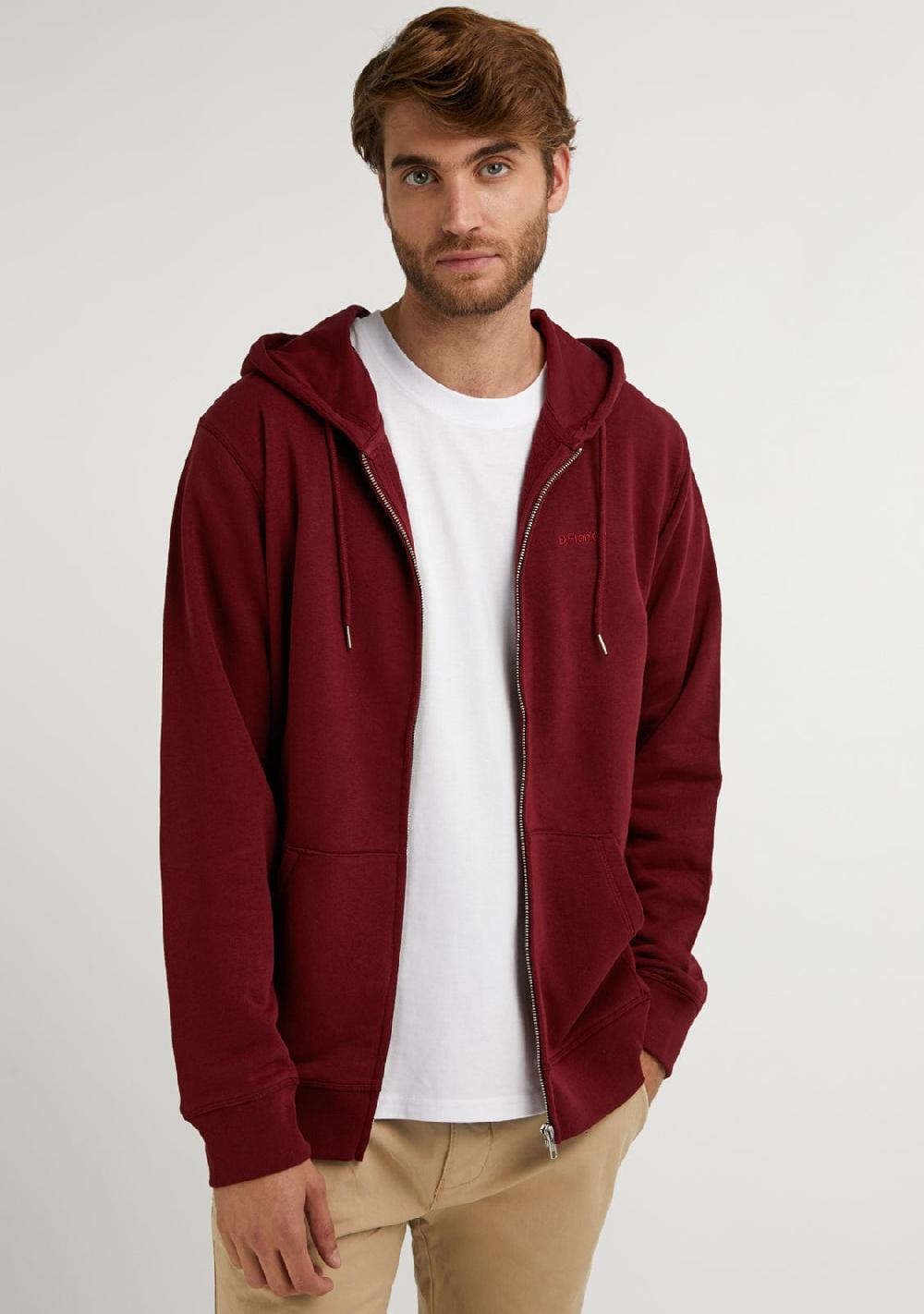 D.franklin Embroidery Logo Zip Hoodie Burgundy Precio ultrabajo