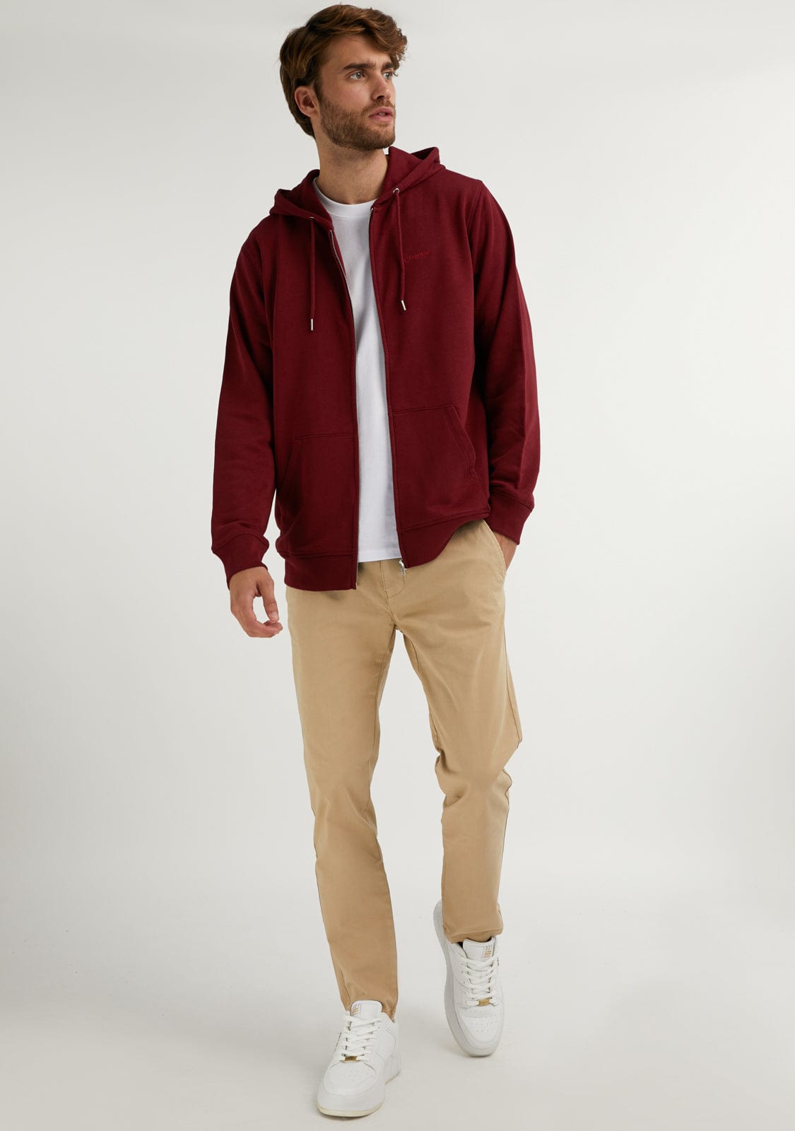 D.franklin Embroidery Logo Zip Hoodie Burgundy Precio ultrabajo