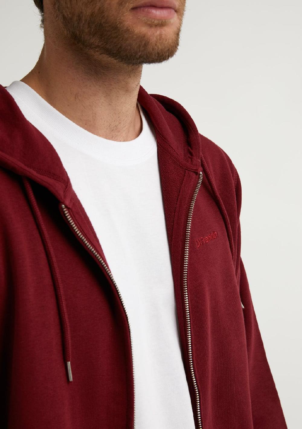D.franklin Embroidery Logo Zip Hoodie Burgundy Precio ultrabajo