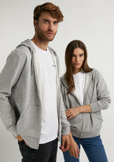 D.franklin Embroidery Logo Zip Hoodie Grey Devoluciones gratuitas