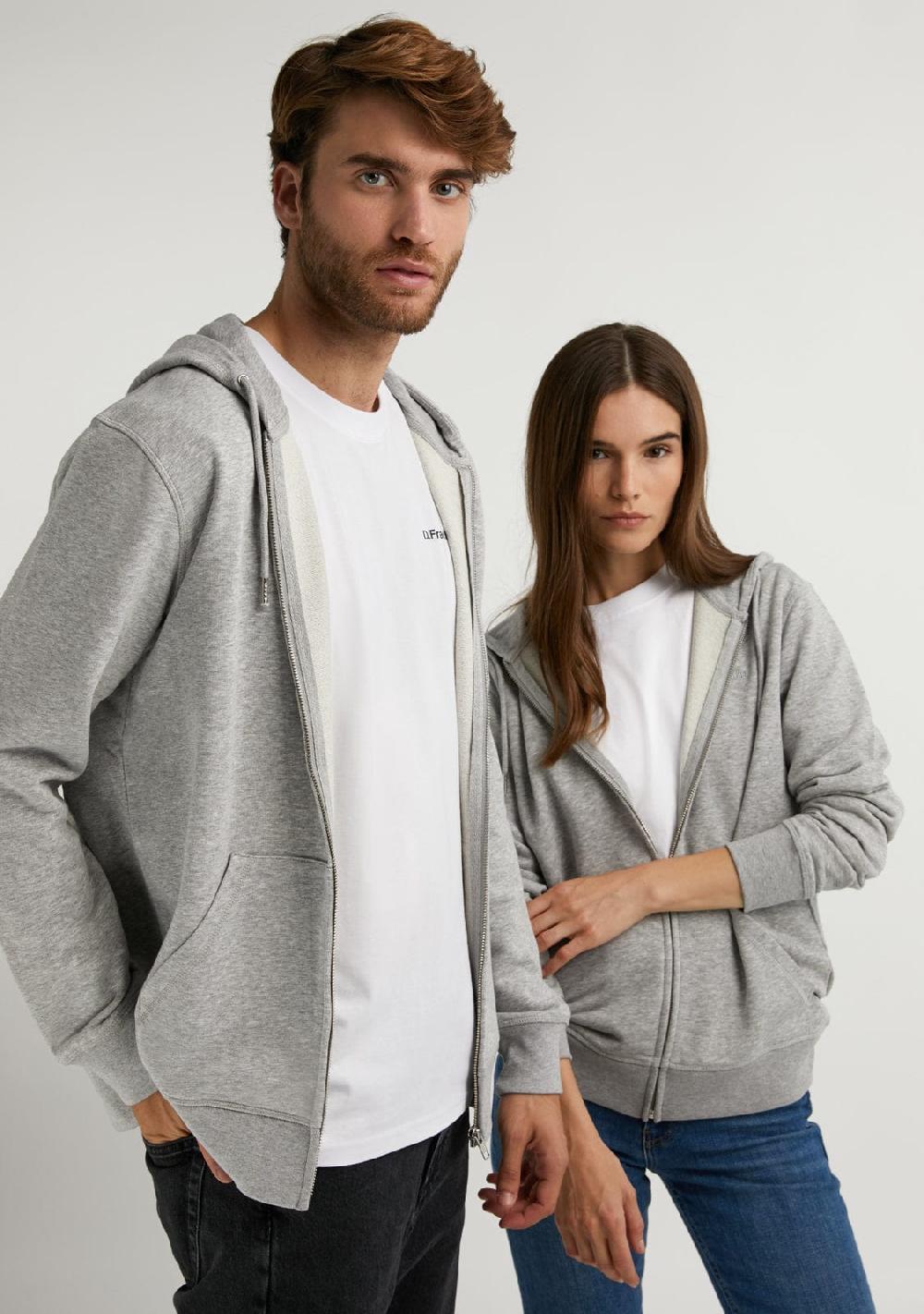 D.franklin Embroidery Logo Zip Hoodie Grey Devoluciones gratuitas