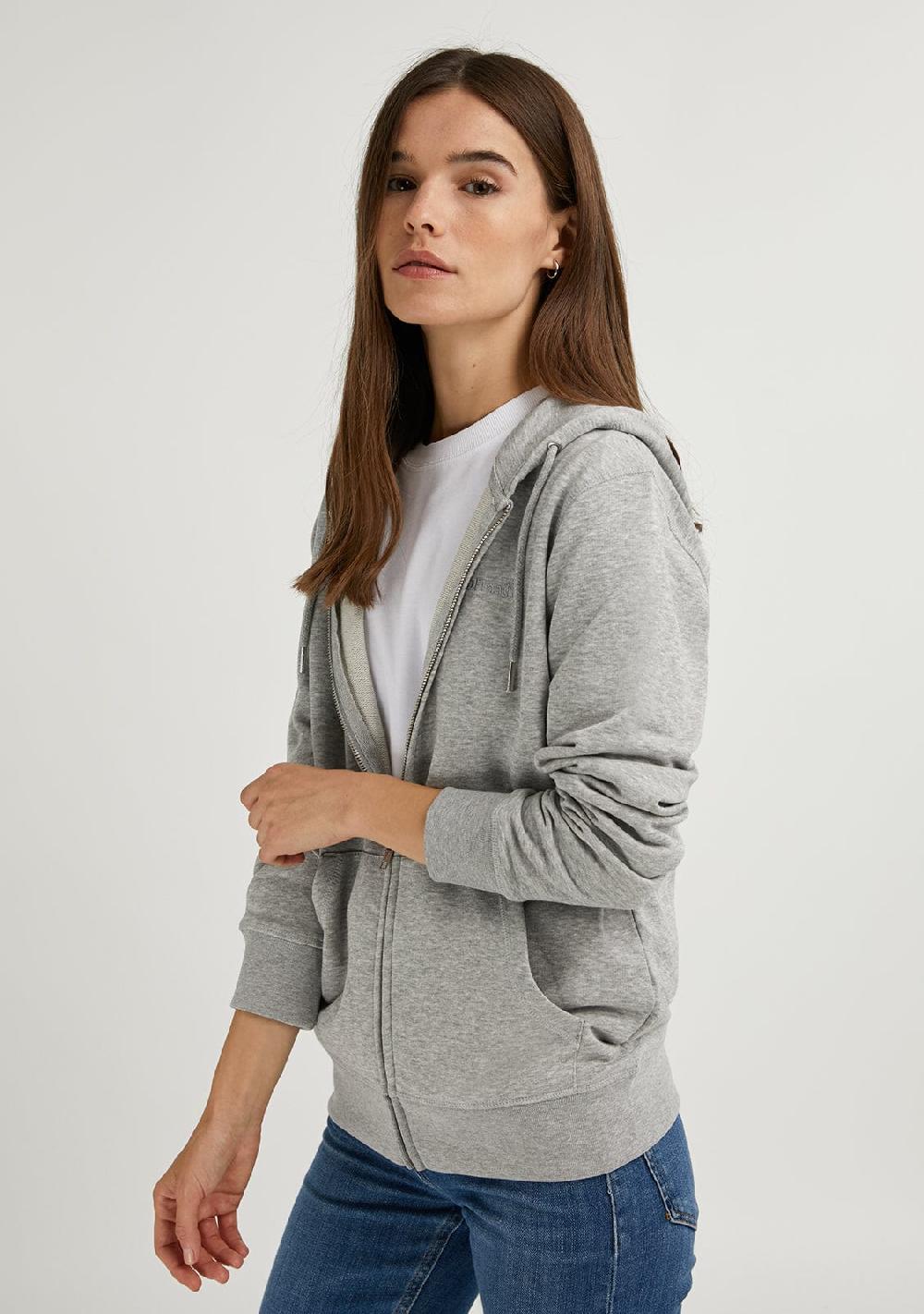D.franklin Embroidery Logo Zip Hoodie Grey Devoluciones gratuitas