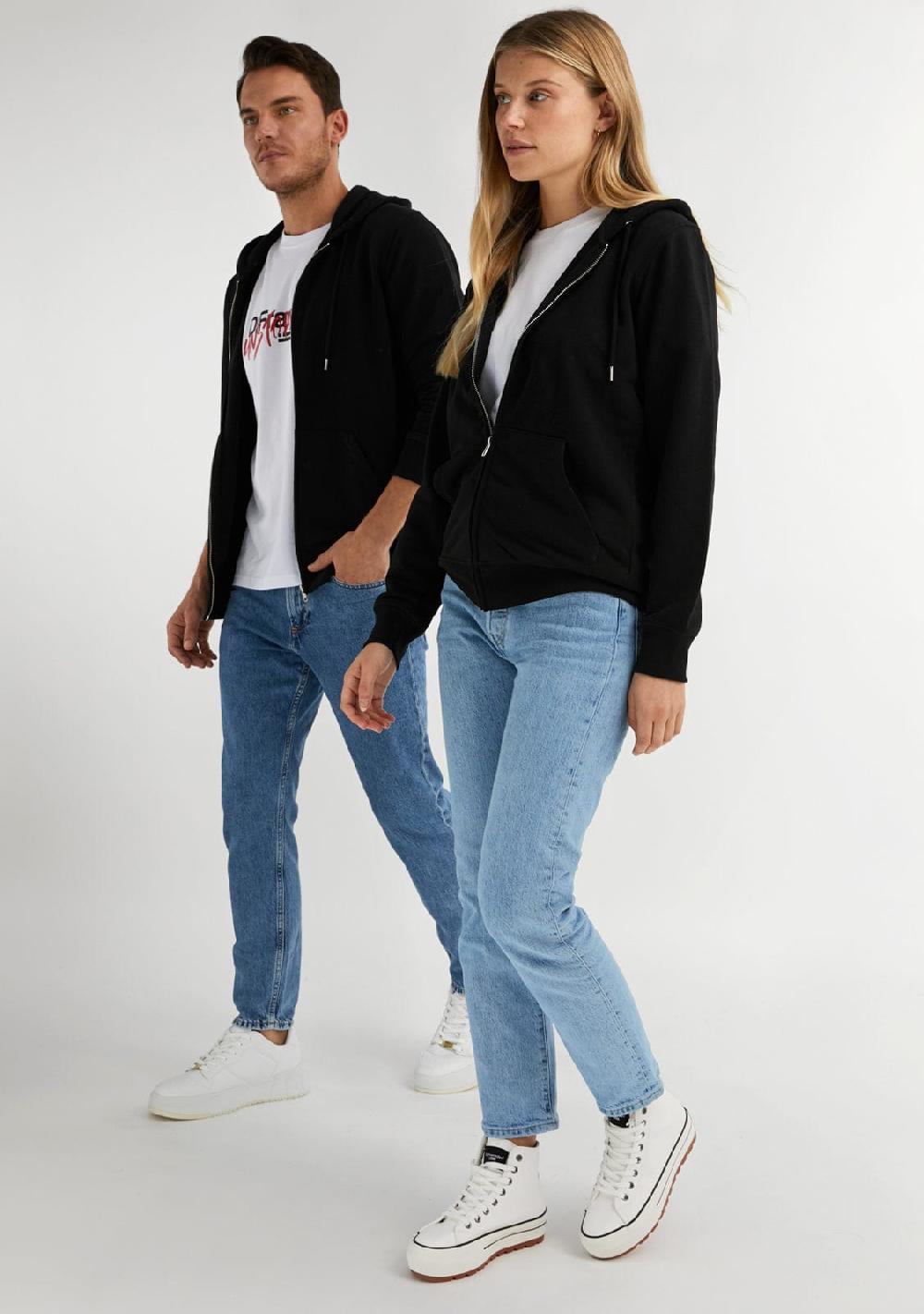 D.franklin Embroidery Logo Zip Hoodie Black 2025