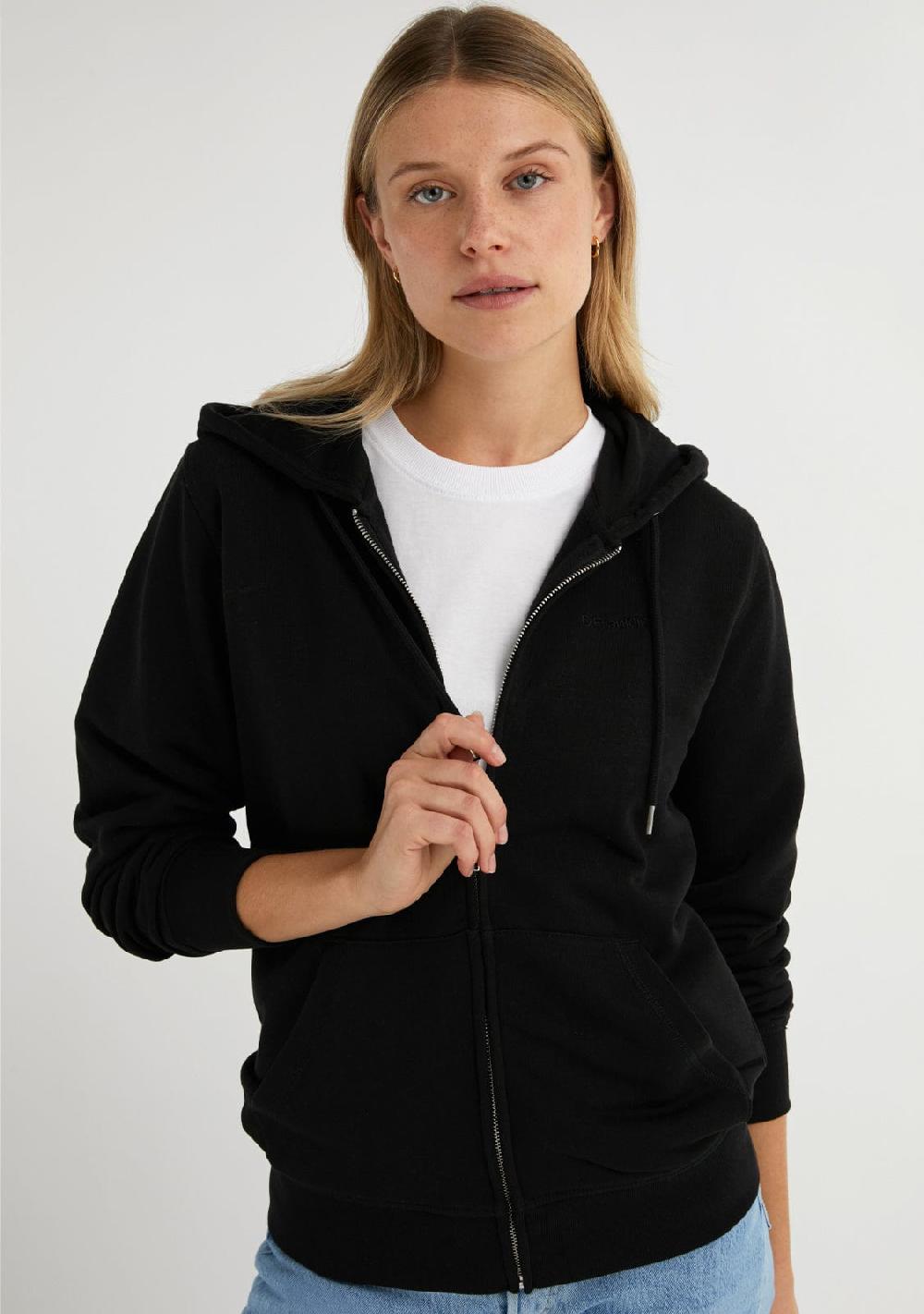 D.franklin Embroidery Logo Zip Hoodie Black 2025