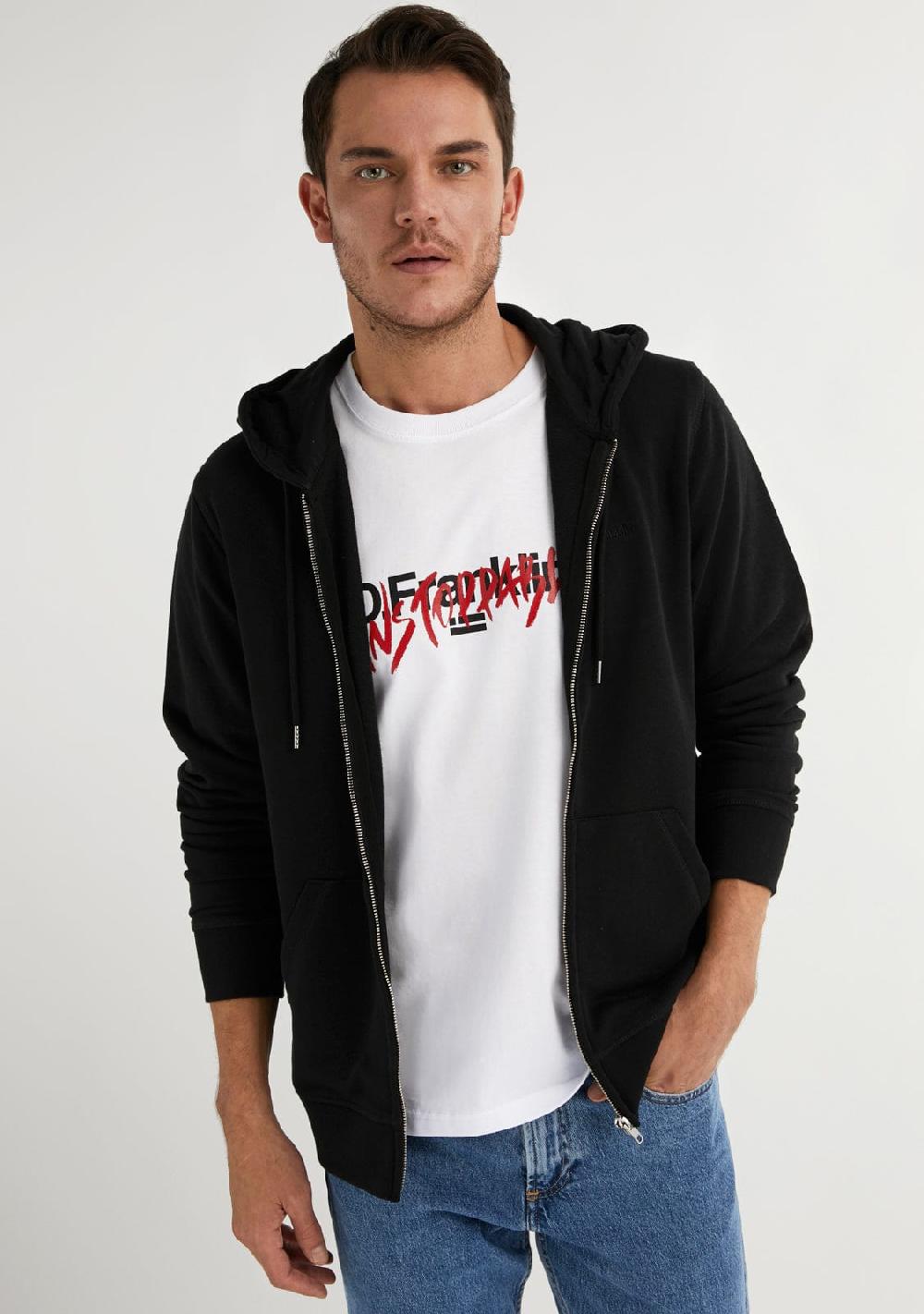 D.franklin Embroidery Logo Zip Hoodie Black 2025
