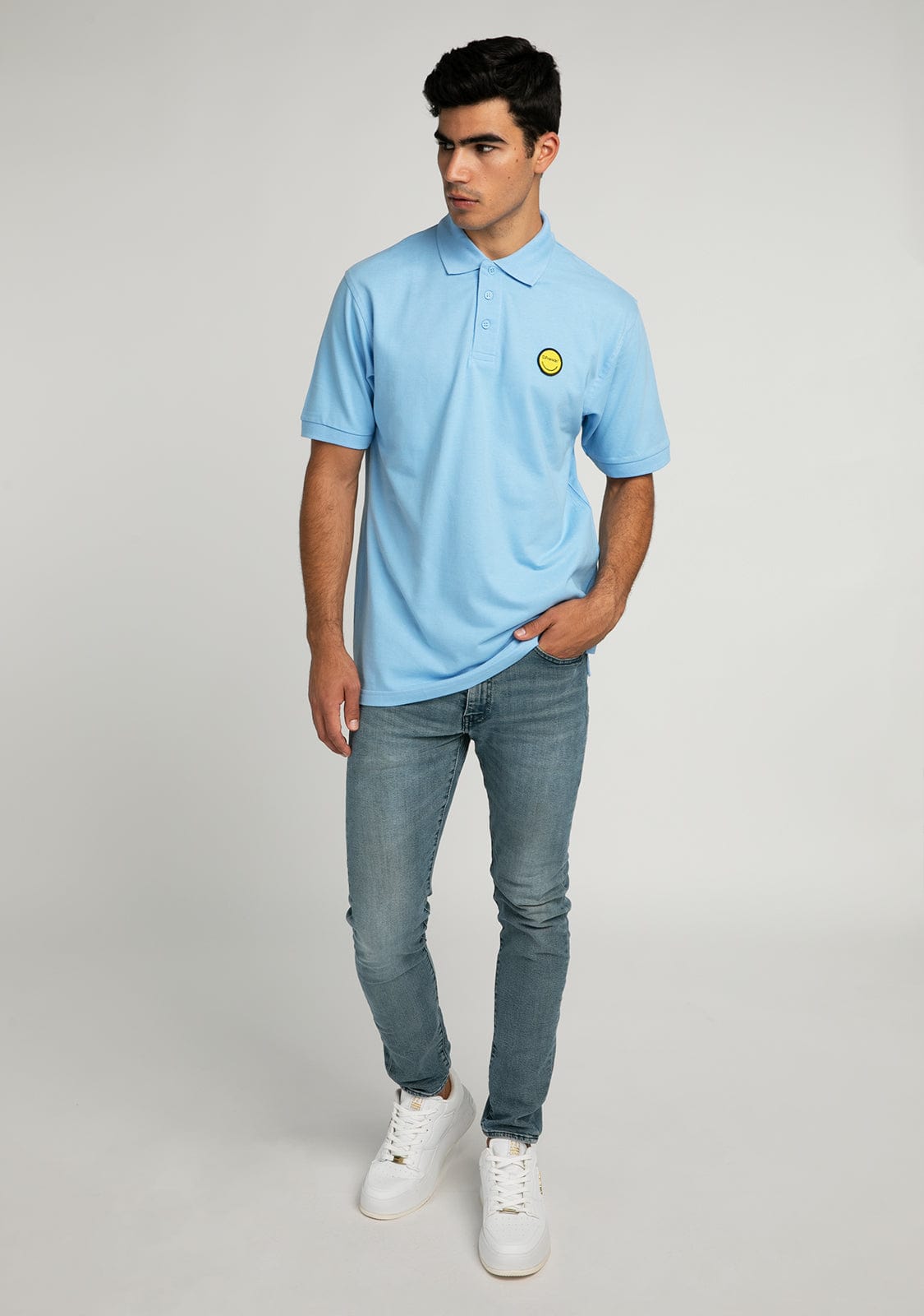 D.franklin Polo Smiley Sky Blue Gran oferta