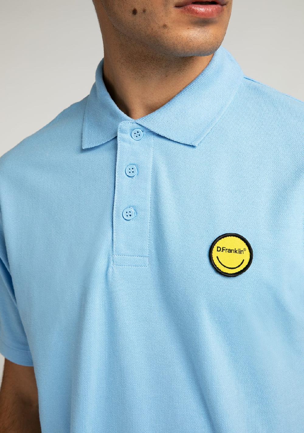D.franklin Polo Smiley Sky Blue Gran oferta