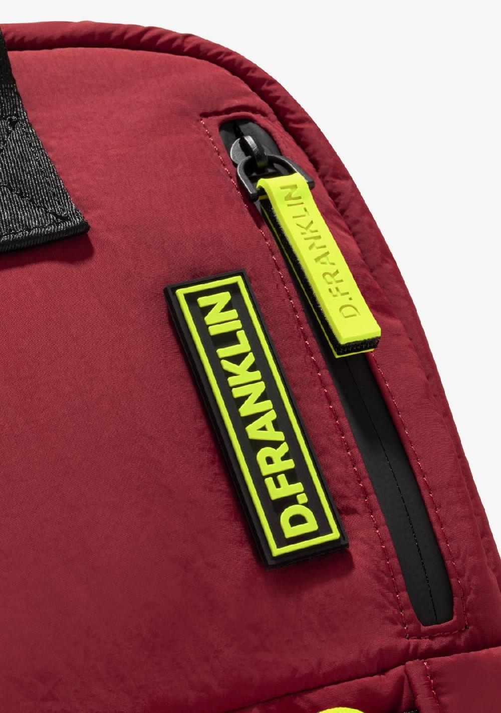 D.franklin Multi-Pocket Nylon Backpack Red + Custom Set Lime Tienda