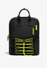 D.franklin Multi-Pocket Nylon Backpack Black + Custom Set Lime Liquidación
