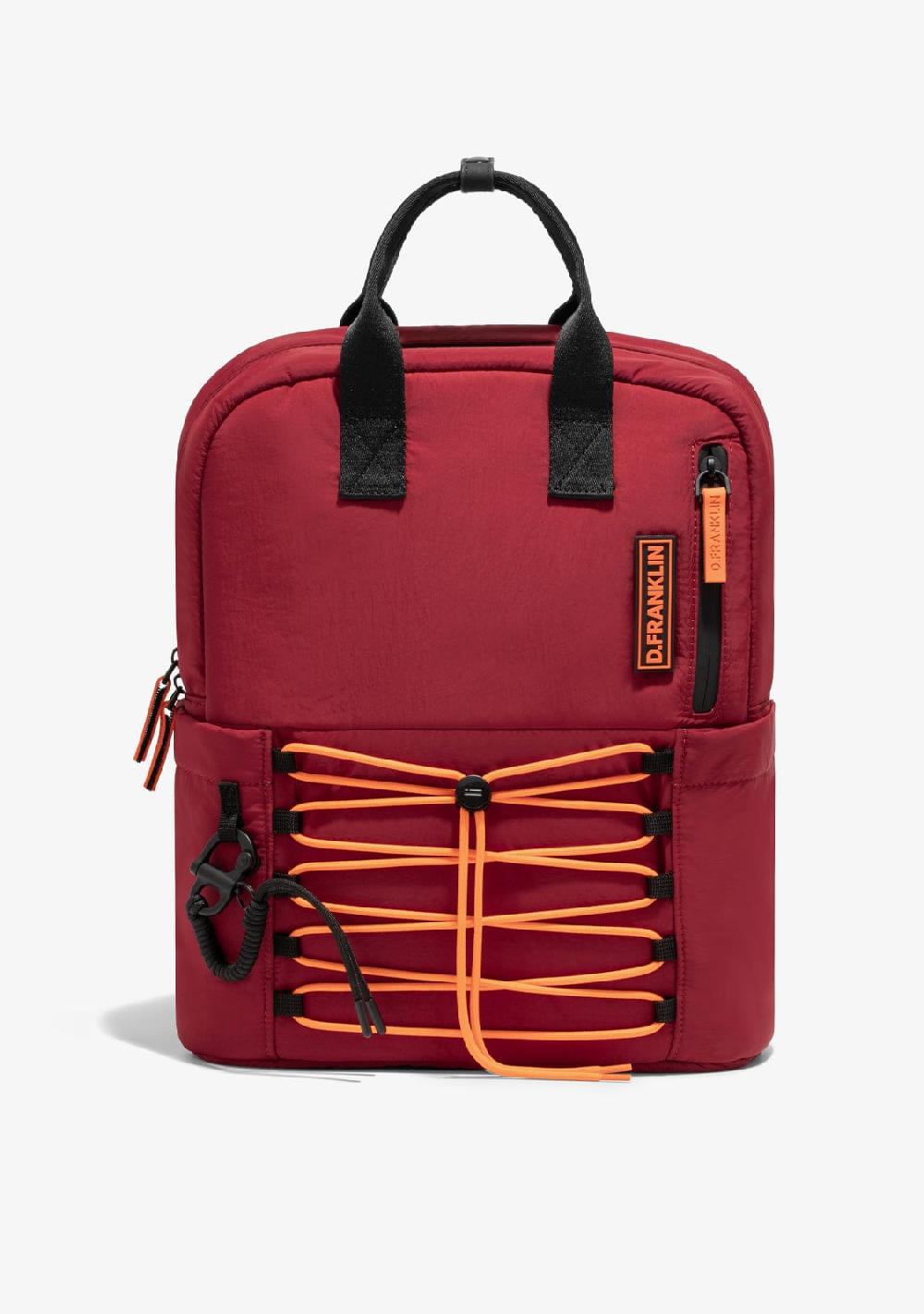 D.franklin Multi-Pocket Nylon Backpack Red + Custom Set Orange Rebajas top