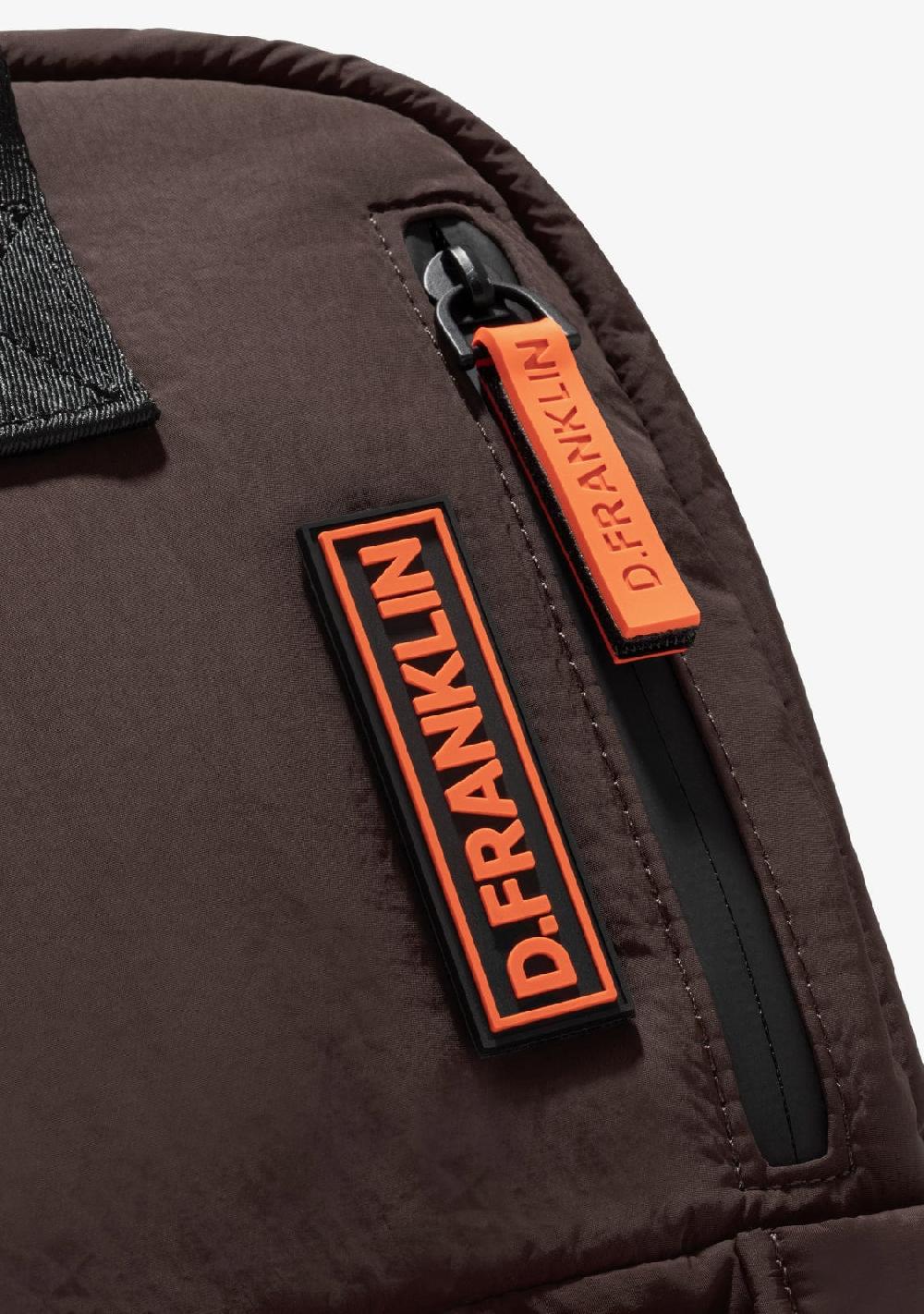 D.franklin Multi-Pocket Nylon Backpack Brown + Custom Set Orange Oferta especial