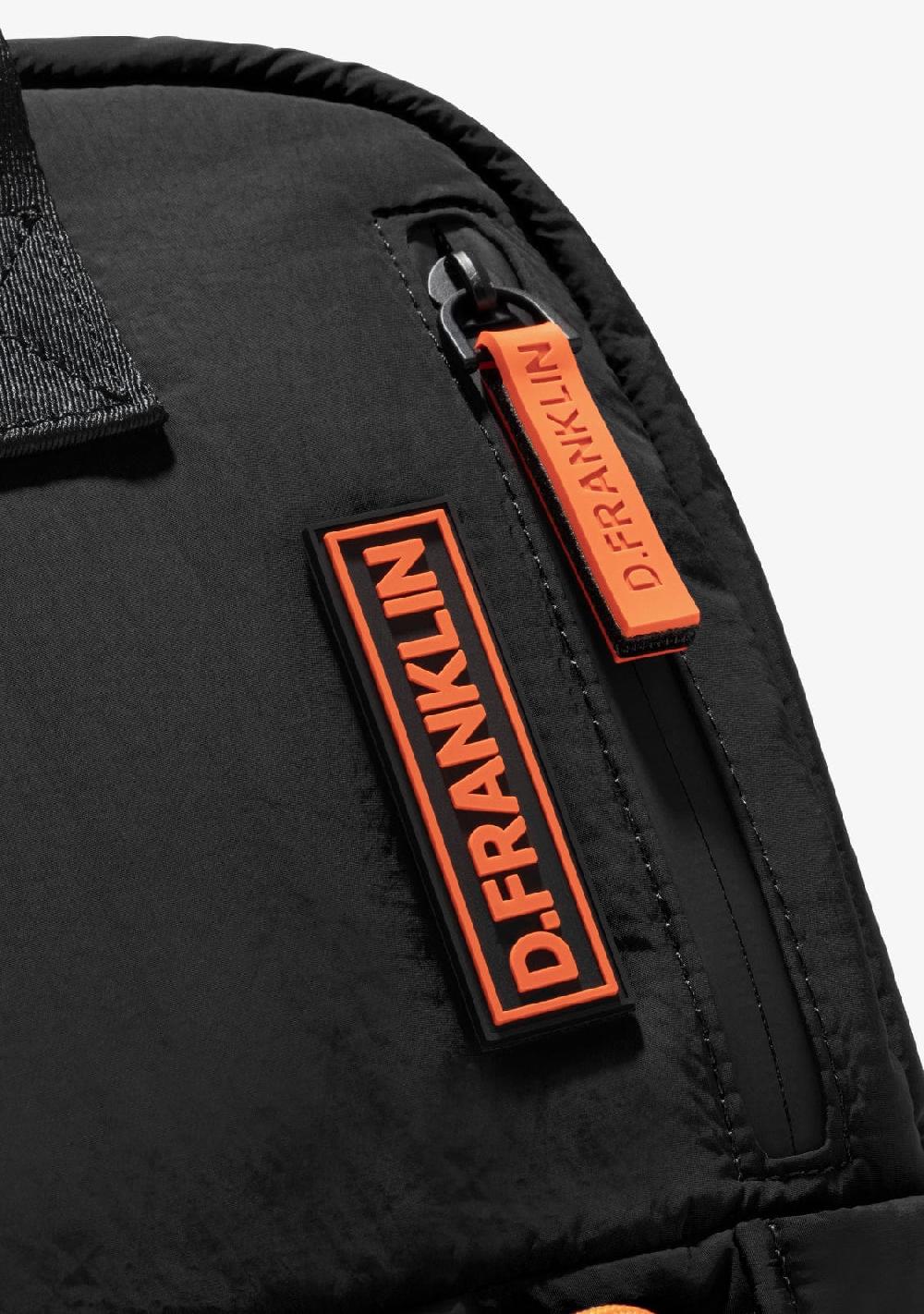 D.franklin Multi-Pocket Nylon Backpack Black + Custom Set Orange Envío gratis