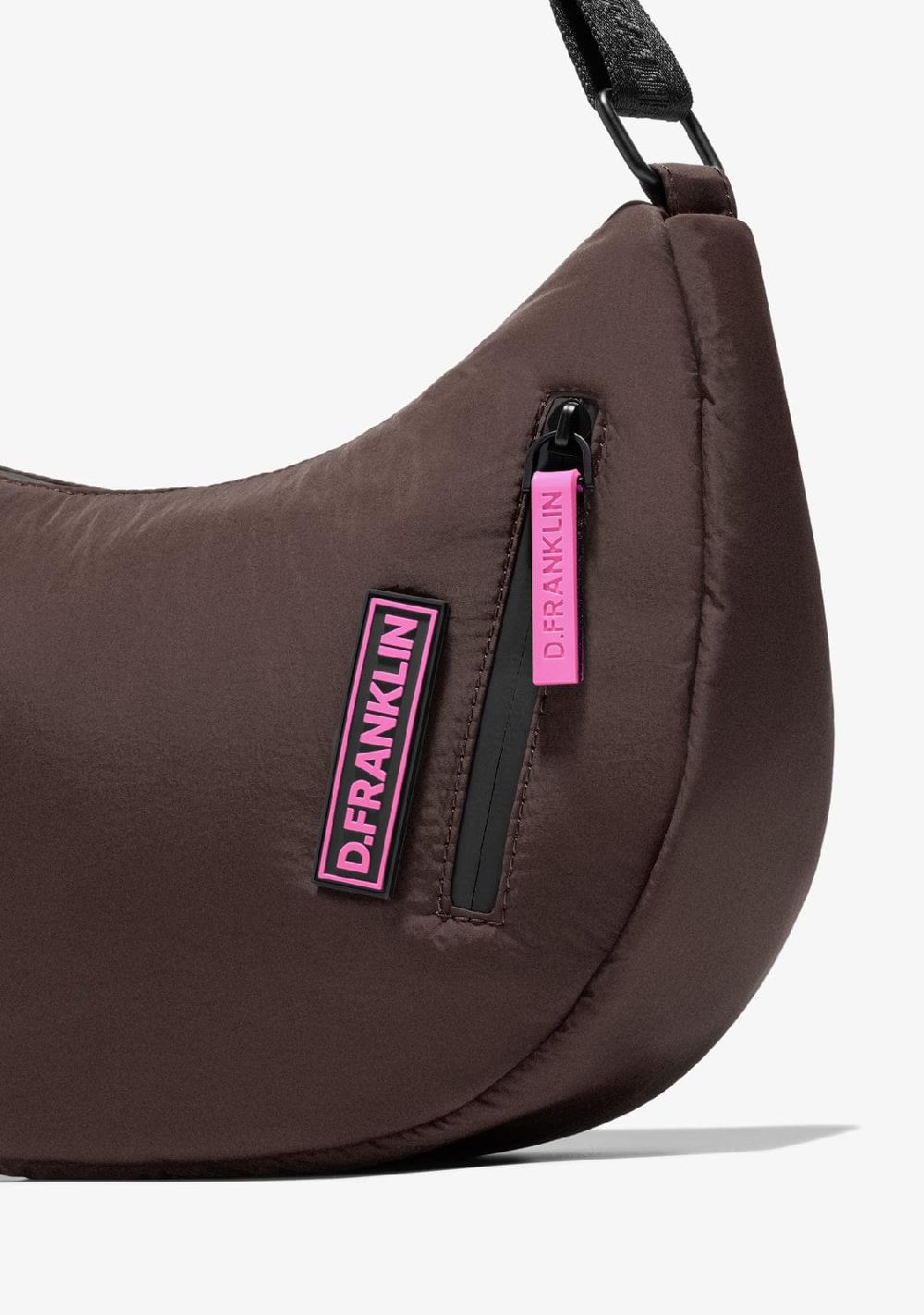 D.franklin Round Nylon Crossbody Bag Brown + Custom Set Fuchsia Los más vendidos