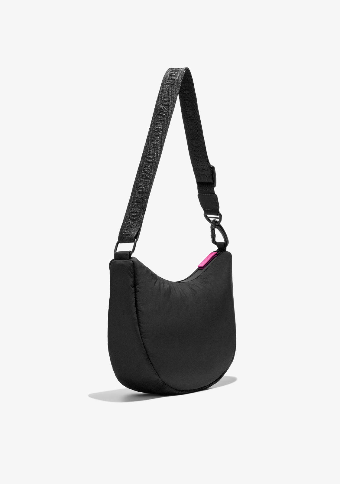 D.franklin Round Nylon Crossbody Bag Black + Custom Set Fuchsia Liquidación