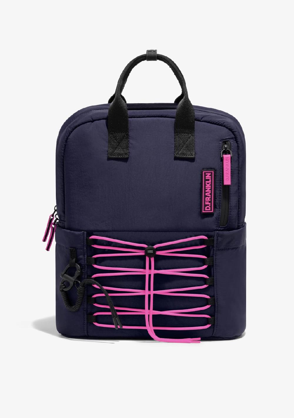 D.franklin Multi-Pocket Nylon Backpack Navy + Custom Set Fuchsia Mejor oferta