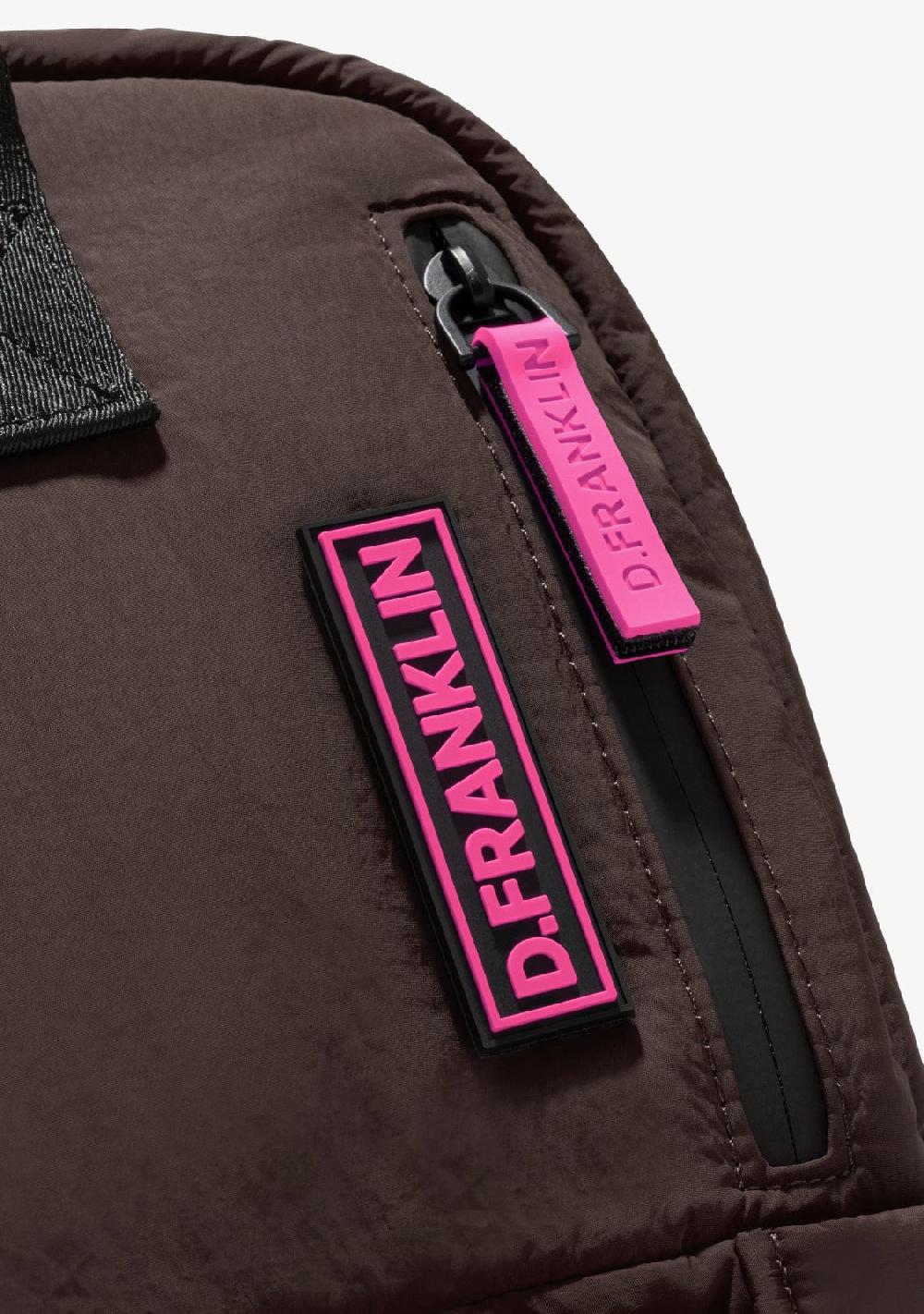 D.franklin Multi-Pocket Nylon Backpack Brown + Custom Set Fuchsia Envío gratis