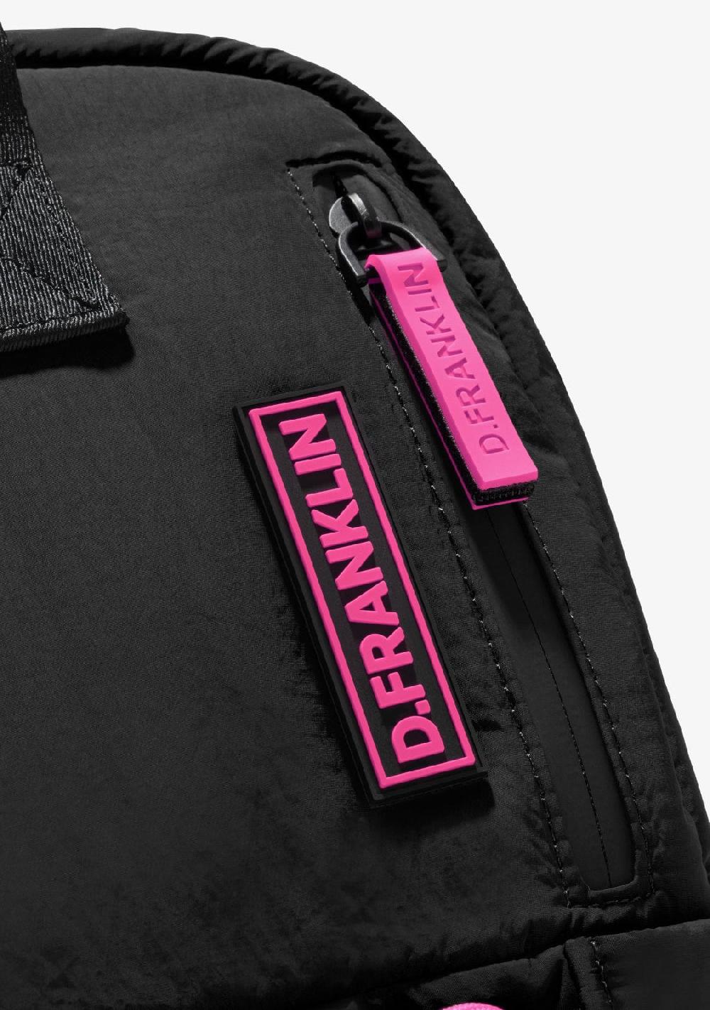 D.franklin Multi-Pocket Nylon Backpack Black + Custom Set Fuchsia Oferta especial